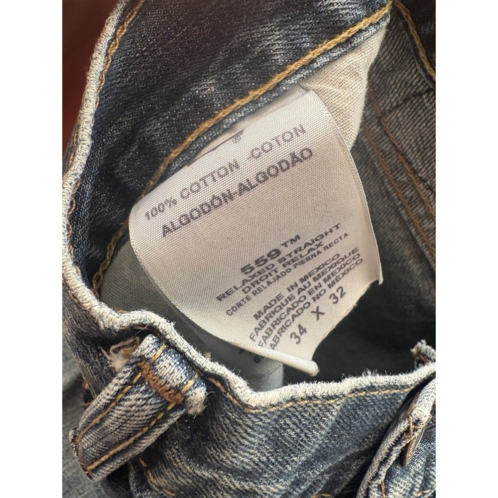 VTG Levis 559 Y2K Jeans Mens 34x32 Faded Black Baggy Relaxed Distressed Denim - Picture 4 of 7